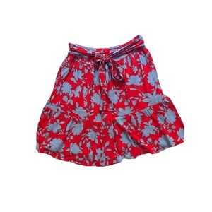 Gibson Red Blue Floral Graphic Print Skirt Small 29" Waist